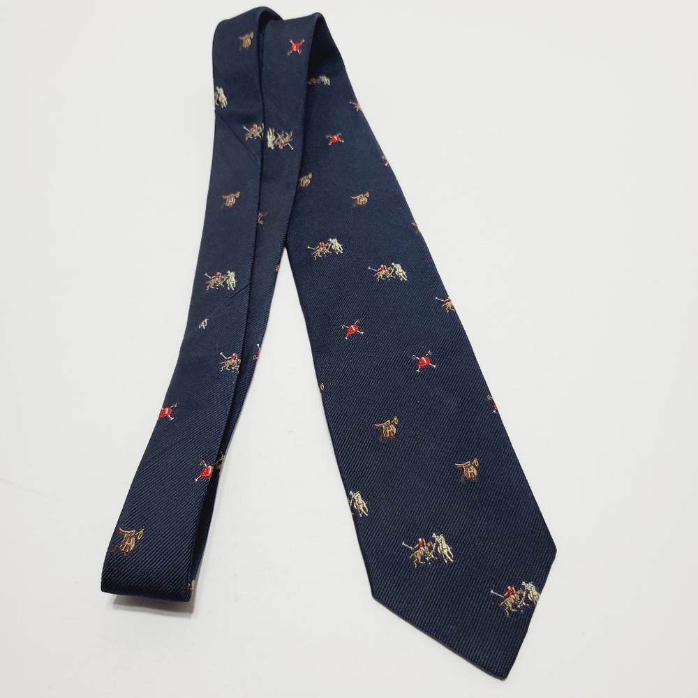 Polo Ralph Lauren Blue Geometric Men's Designer Silk Neck Tie Jacquard Fabric - Picture 2 of 5